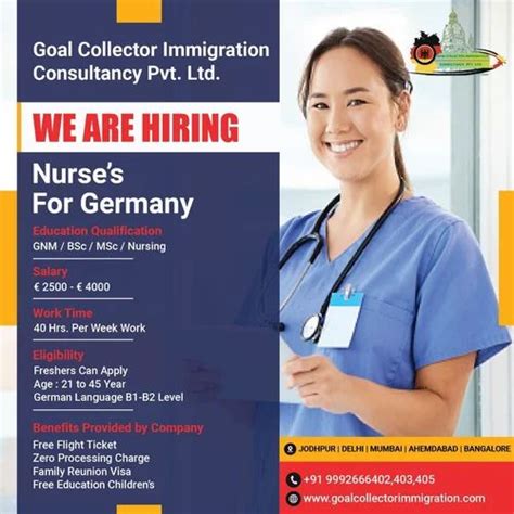 Nursing Job Overseas Placements Germany Rs 54000month Goal Collector Immigration Consultancy