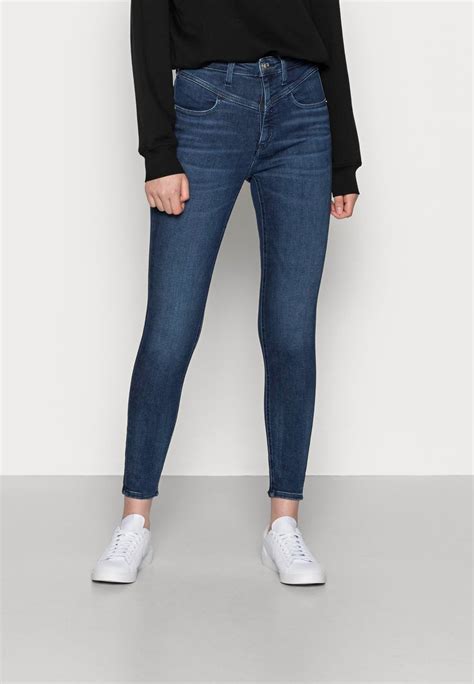 calvin klein jeans high rise super skinny ankle jeans skinny fit blue blue denim zalando de