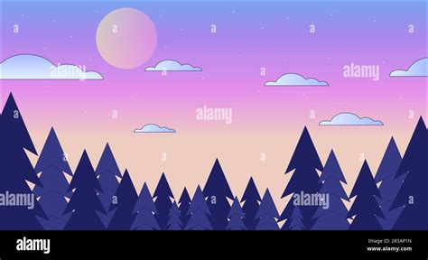 Dusk Forest Skyline Lo Fi Chill Wallpaper Stock Vector Image And Art Alamy