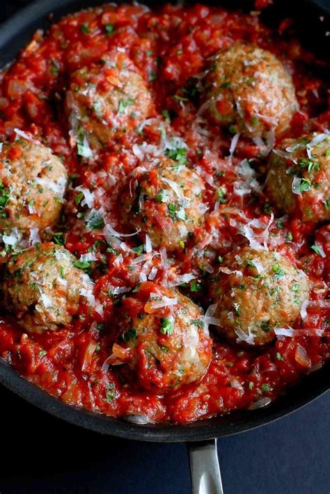 Italian Turkey Meatballs In Tomato Sauce Recipe Italian Turkey
