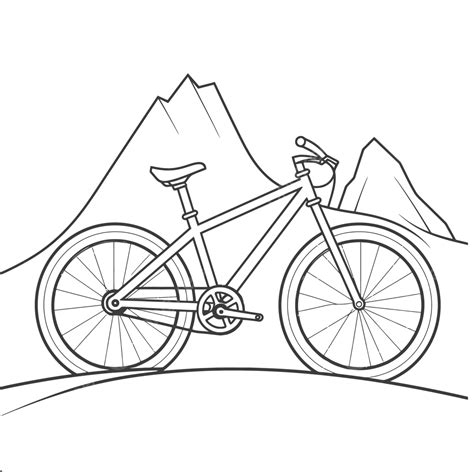 Bike On The Mountains Coloring Pages Outline Sketch Drawing Vector