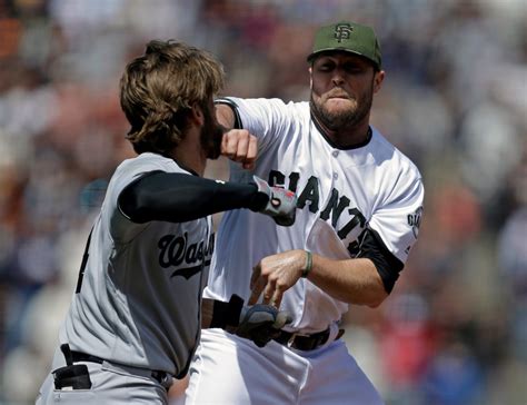 Video Bryce Harper Punches Hunter Strickland After Being Thrown At