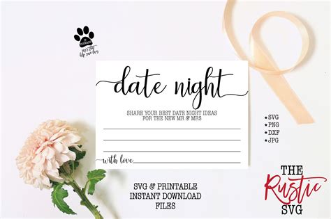 Date Night Cards Printable Date Night Idea Cards Wedding Etsy