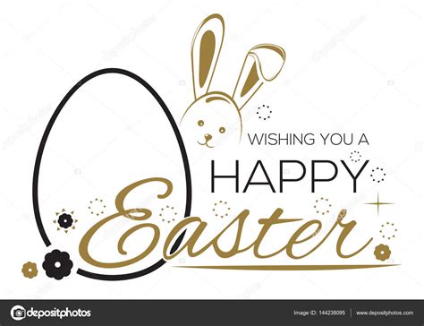 Greeting Inscription With The Easter Bunny And Easter Eggs Wishing You