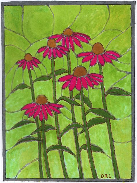 Stained Glass Coneflowers Drawing By Danny Lowe Pixels