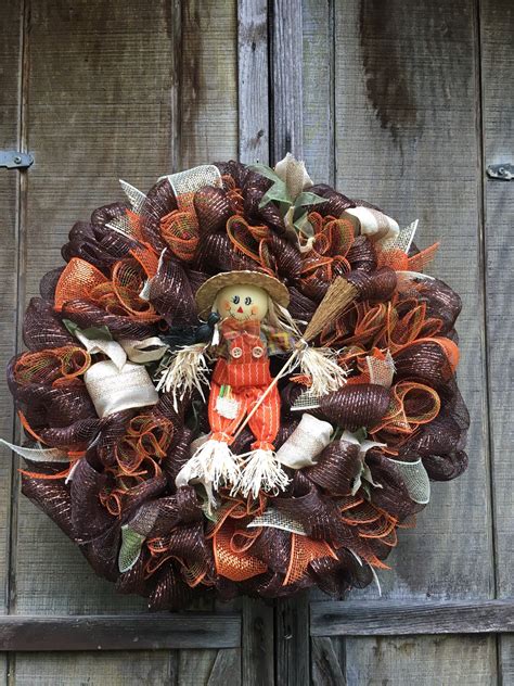 Thanksgiving Wreath, Fall Wreath, Autumn Wreath, Scarecrow Wreath, Brown Wreath, Holiday Wreath ...