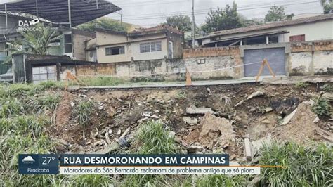 Rua Com Pontos De Desmoronamento Preocupa Moradores Do São Bernardo Em Campinas Campinas E