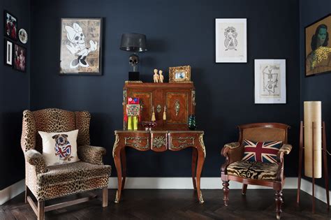 Art Deco Home Surbiton Kt5 Sitting Room Onto Living Room Dark Blue