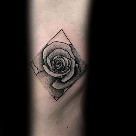 40 Geometric Rose Tattoo Designs For Men Flower Ink Ideas