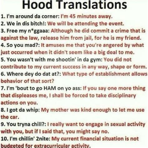 Hood Translations Hood Quotes Slang Words Funny Quotes