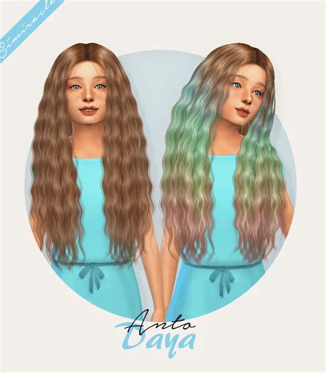 Simiracle Anto`s Daya Hair Retextured Kids Version Sims 4 Hairs