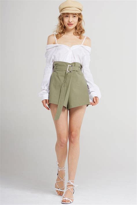 Sierra Dot Stitched Belted Shorts Olive Discover The Latest Fashion