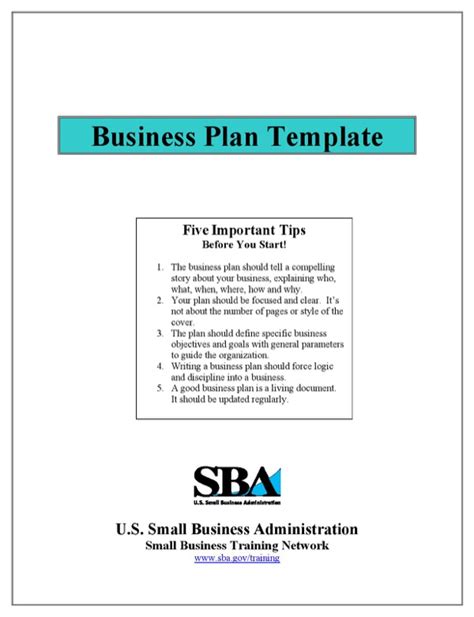 Download Sba Business Plan Template 1 For Free Formtemplate
