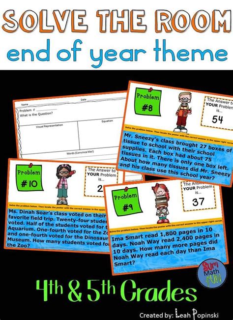 End of Year Activities: {No Prep} Fourth Grade Math Word ...