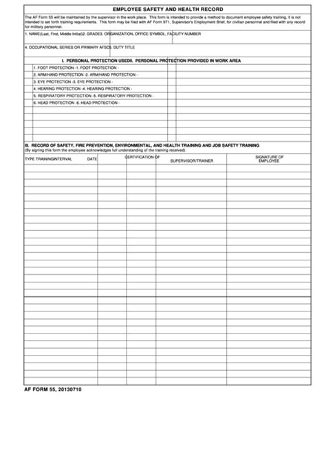 Fillable Employee Safety And Health Record Printable Pdf Download