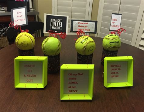 Softball Centerpieces And Mini Frame Quotes Party Favors Softball Party