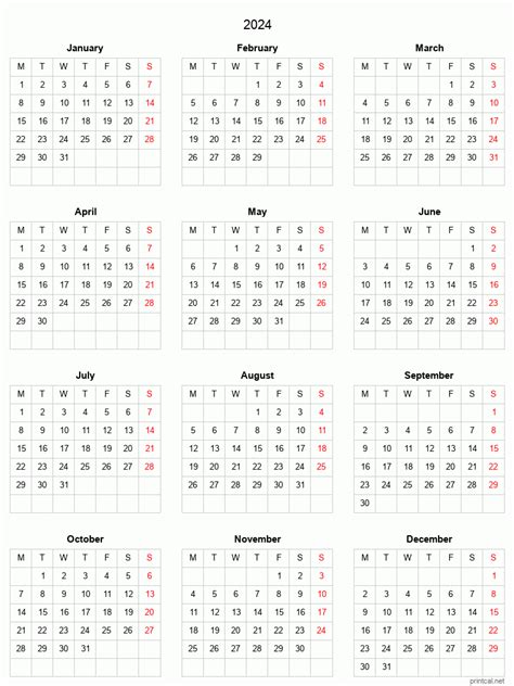 Free Printable 2024 Calendars Yearly Sydel Fanechka