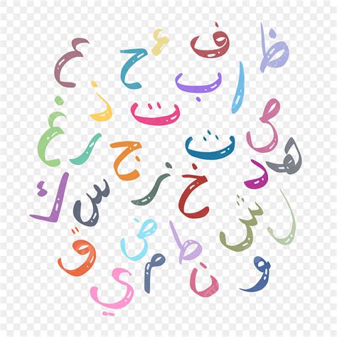 Arabic Alphabets White Transparent Colorfull Rainbow Arabic Alphabet