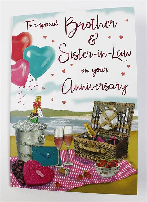 Brother And Sister In Law Wedding Anniversary Greeting Card And Envelope