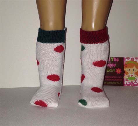 18 Doll Socks Fit American Girl Red And Green Dot By Ctbdolls