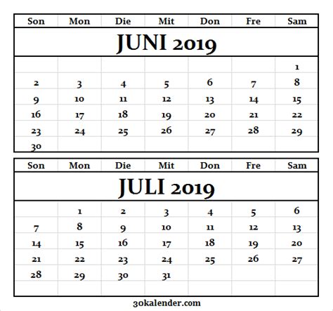 Kalender Juni Juli 2019 Zum Ausdrucken Math Periodic Table Math
