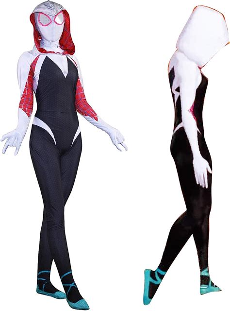 Gwen Stacy Cosplay Costume Into The Spider Verse Spider Gwen Costumes Halloween Bodysuit Adult