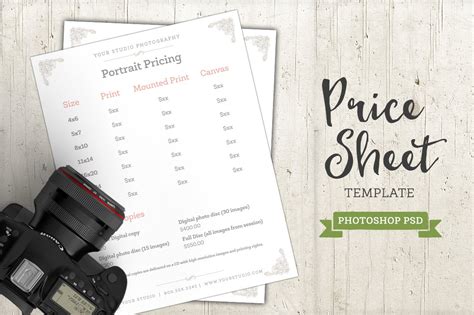 Photography Price Sheet Template Psd Creative Daddy