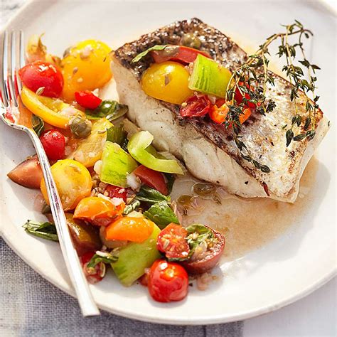 Striped Bass With Tomato Relish Recipe Eatingwell