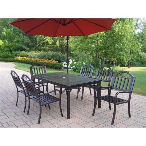 Check spelling or type a new query. Rochester 8-Piece Metal Outdoor Dining Set and Burnt ...
