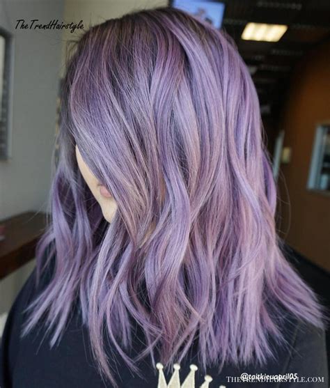 Wavy Brown Bob With Purple Highlights The Prettiest Pastel Purple Hair Ideas The Trending
