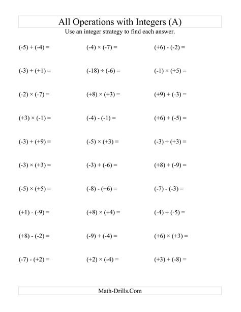 Pemdas and operations math worksheets in printable pdf format. 18 Best Images of Math Worksheets Integers - Integers ...