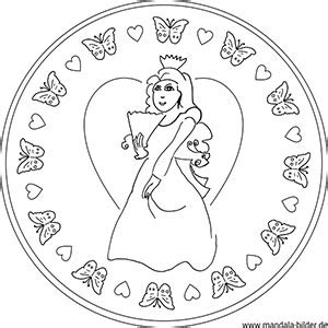 Prinzessin Mandala zum Ausdrucken und Ausmalbild