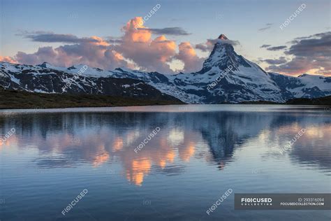 The Matterhorn At Sunset Reflected At Stellisee Zermatt Valley