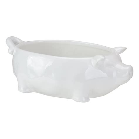 1025 White Ceramic Pig Shaped Bowl