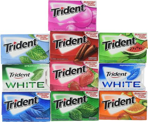 Trident Sugar Free Chewing Gums Pack Of 10 Assorted Flavors Buy