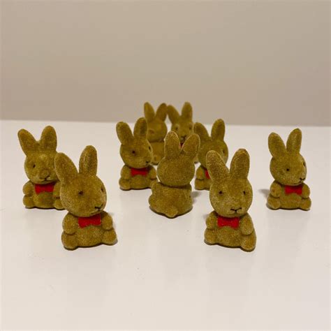 Miniature Bunny Vintage Flocked Rabbit Figurines 9pcs Etsy