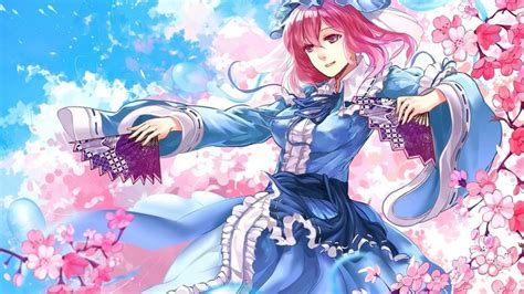 Illustration Anime Anime Girls Touhou Cherry Blossom Saigyouji