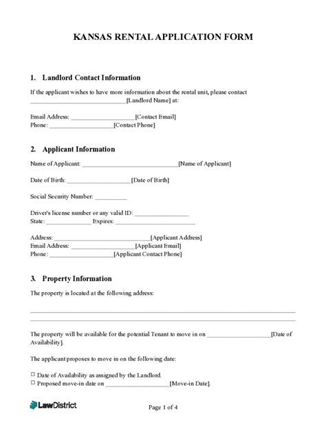 Fillable Online Kansas Rental Application Form Fax