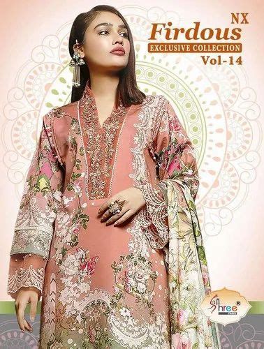 Shree Fabs Unstitched Embroidered Pure Lawn Pakistani Designer Salwar Kameez Suit Dry Clean At