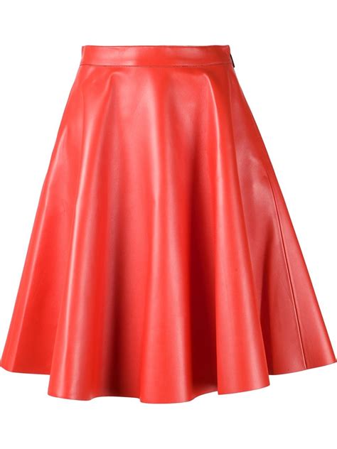 msgm faux leather skirt in red lyst