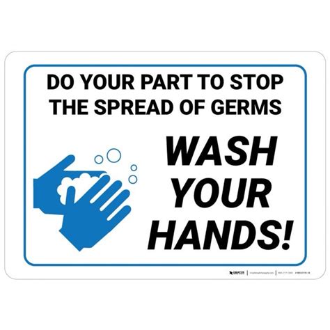 Do Your Part To Stop The Spread Of Germs Wash Your Hands Wall