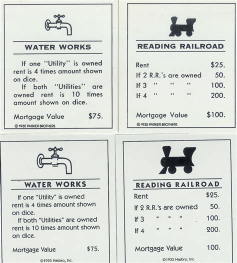 Originalmonopolypropertycardsprintable Monopoly Cards Printable