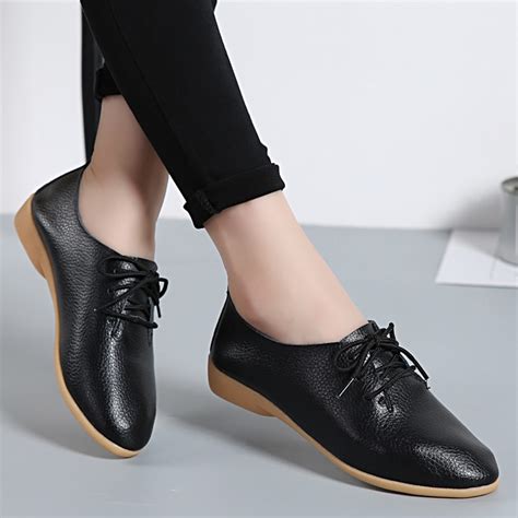 Women Flats Soft Genuine Leather Shoes Fashion Casual Loafers Point Toe