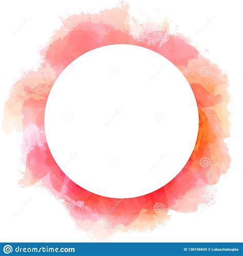 Abstract Watercolor Circle Background In Red Color Brush Stroke