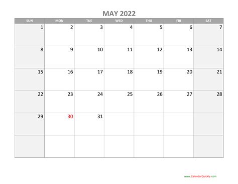 May Calendar 2022 With Holidays Calendar Quickly