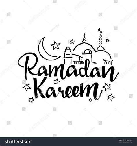 Ramadan Kareem Handwritten Lettering Vector Calligraphy Stock Vector