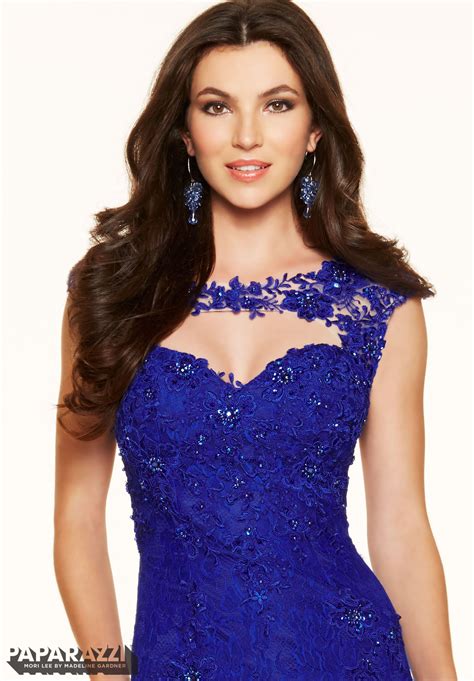 mori lee prom dress with beaded stretch lace morilee