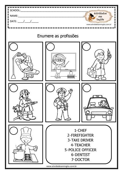 Atividade Sobre Profissões Em Ingles