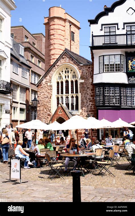 Restaurants In Cathedral Yard Exeter Devon Stock Photo Alamy