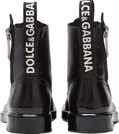 Dolce And Gabbana Zip Detail Black Combat Boots Incorporated Style